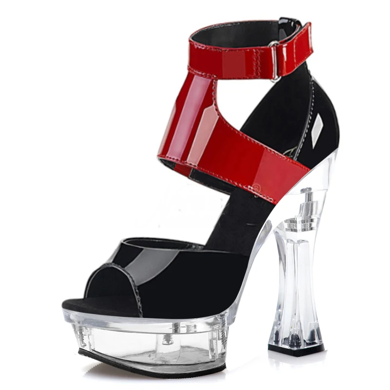 

Summer Peep Toe Clear Heel 14cm High Heeled Shoes Nightclub Pole Dancing Dress Shoes Open Toe Sexy Novelty Elegant Shoes