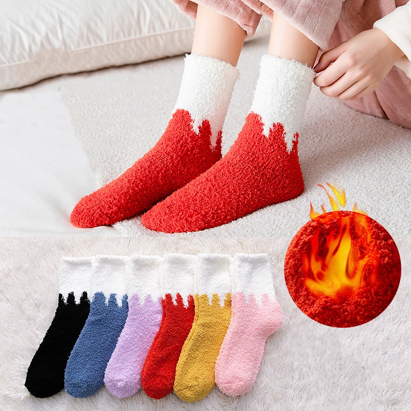 

Women's Warm Winter Thick Socks Fluffy Fuzzy Floor Sleep Sock Colorful Cute Thermal Soft Velvet Chausette Calcetines