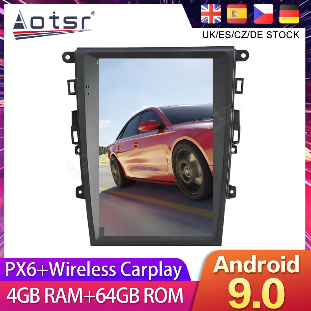 

Для Ford Mondeo MK5 2013-2017 Tesla styel Android 9,0 автомобильный DVD экран gps-навигация радио мультимедиа головное записывающее устройство