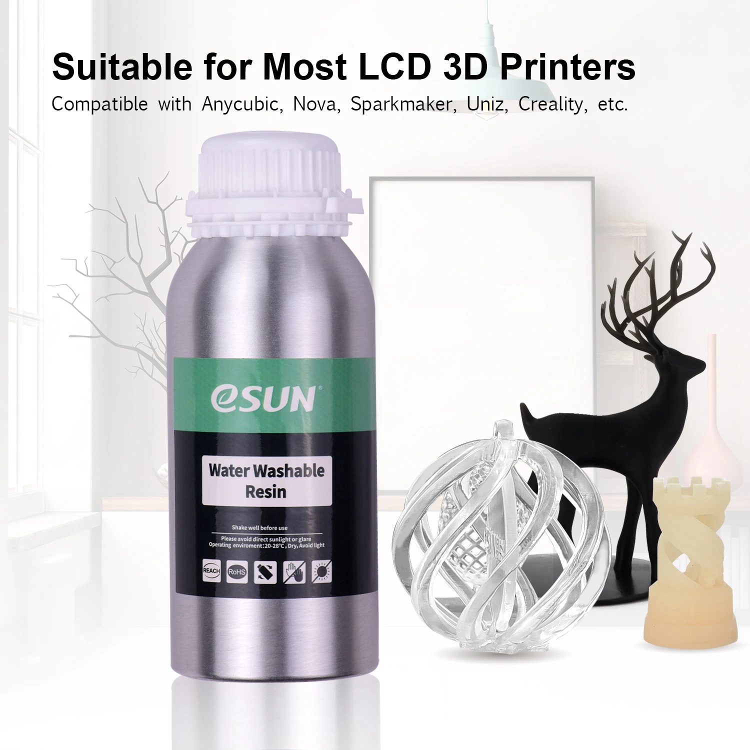 Алюминиевая бутылка eSUN жидкий материал для печати LCD 3D принтера вода моющаяся