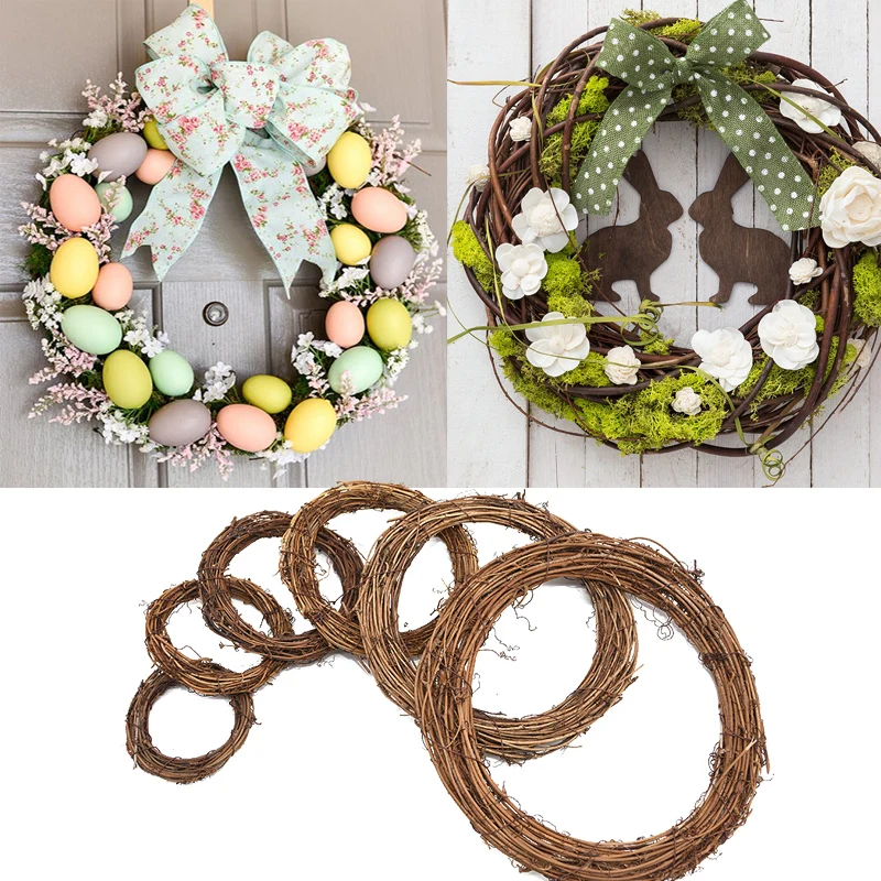 8-30 см Счастливой Пасхи висит венок натурального ротанга гирлянда для домашней