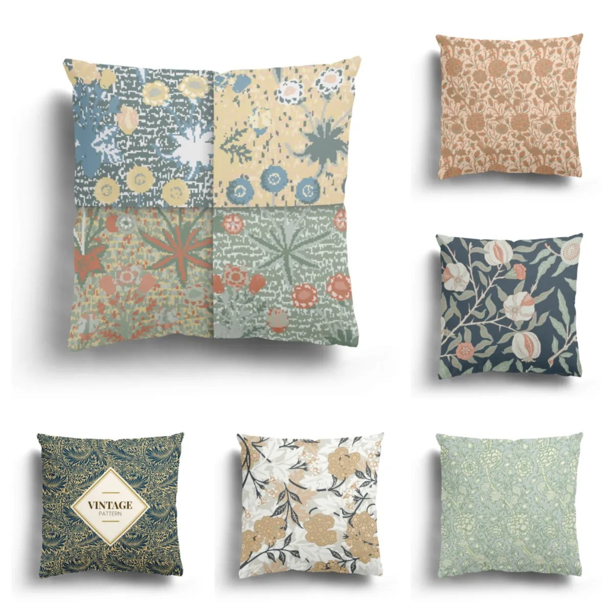 Чехлы для диванных подушек в стиле ретро с цветами|Наволочки| |