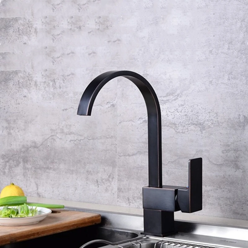 LIUYUE кухонные краны темно бронзовый латунный квадратный плоский смеситель с