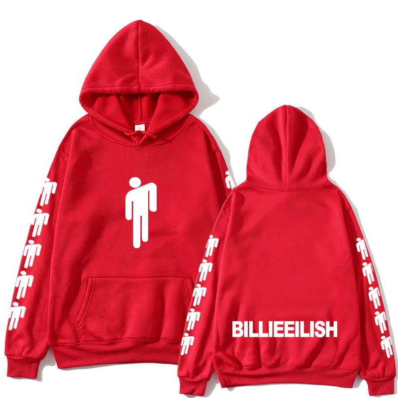 red Billie Eilish модные толстовки с принтом женские/мужские толстовки с капюшоном и длинным рукавом горячая Распродажа повседневные трендовые уличные толстовки - Цвет: red