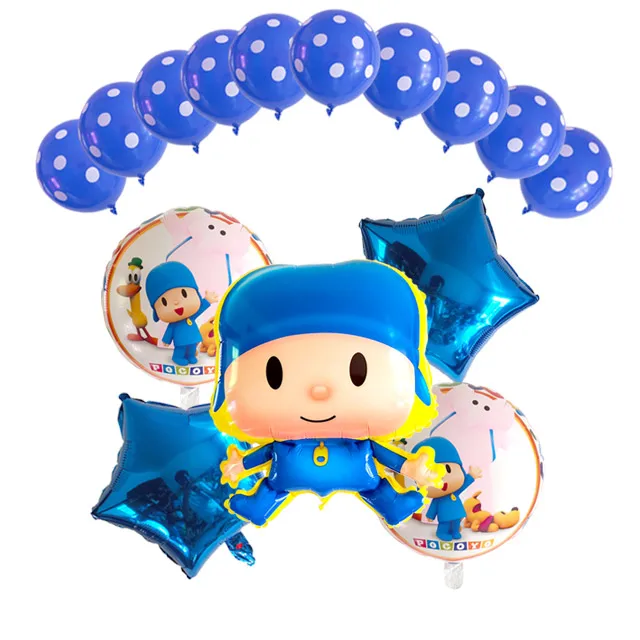 6 шт./партия Pocoyo номер фольги Воздушные шары набор детский душ День Рождения Вечеринка крестины Декор поставки детские игрушечные фигурки из мультфильма globos - Цвет: Насыщенный сапфировый