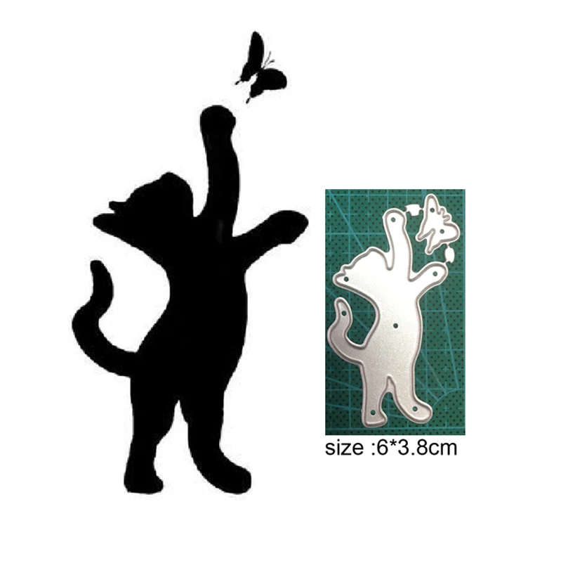 

Lovely Kitty Cat anding on the Moon 2021 New Metal Cutting Dies Cute Animal Stencil For DIY Scrapbooking Card Decor Embossing