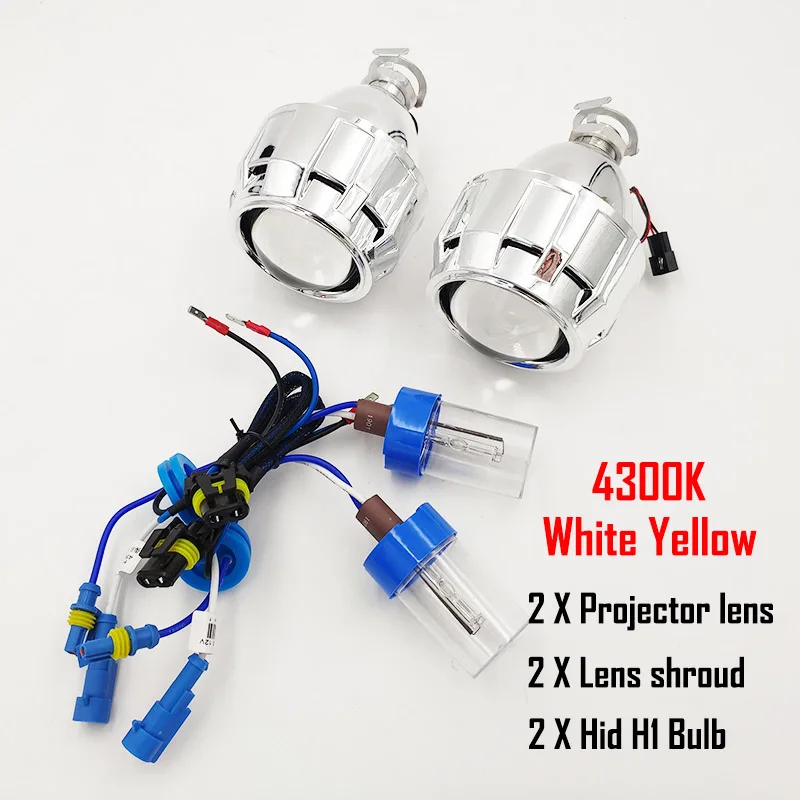 Lens-Shroud-4300K Автомобильный стиль 2,5 дюймов универсальные линзы проектора bi Xenon Серебряный кожух H1 HID ксеноновая лампа H4 H7 мотоцикл Модифицированная фара - Цвет: Lens-Shroud-4300K