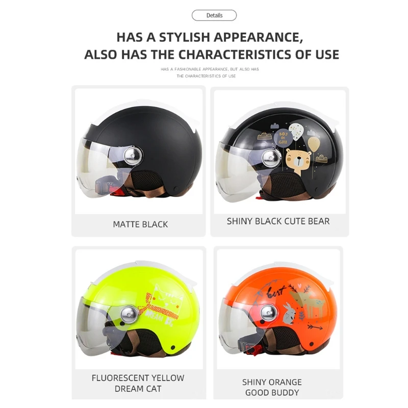 

Electric Motorcycle Helmets Half Face ABS Helmet With Lens Scooter Motor Crash Helmet for Women/Men