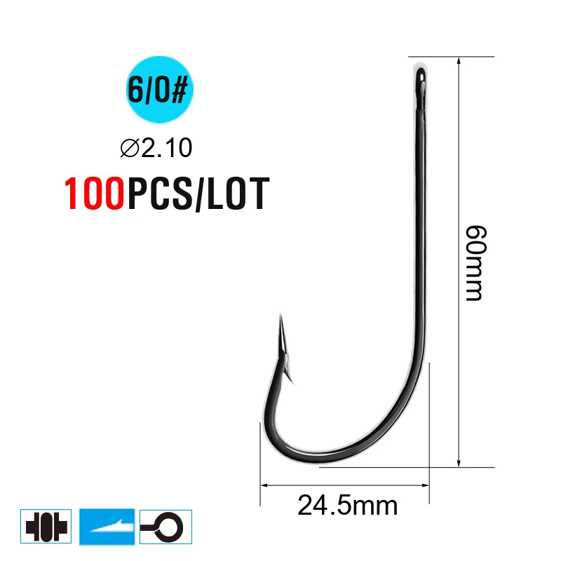 Size 6I0 100pcs ICERIO 100 шт. колючие рыболовные крючки морской червяк для ловли карпа один круг крючок Набор аксессуары для рыбалки снасти из углеродистой стали рыболовный крючок - Цвет: Size 6I0 100pcs