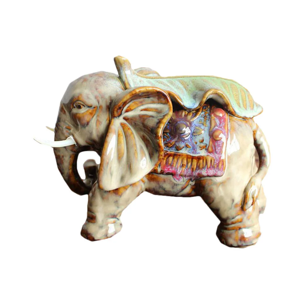 

1pc Delicate Ceramic Elephant Statue Decoration Creative Ceramic Craft Artwork