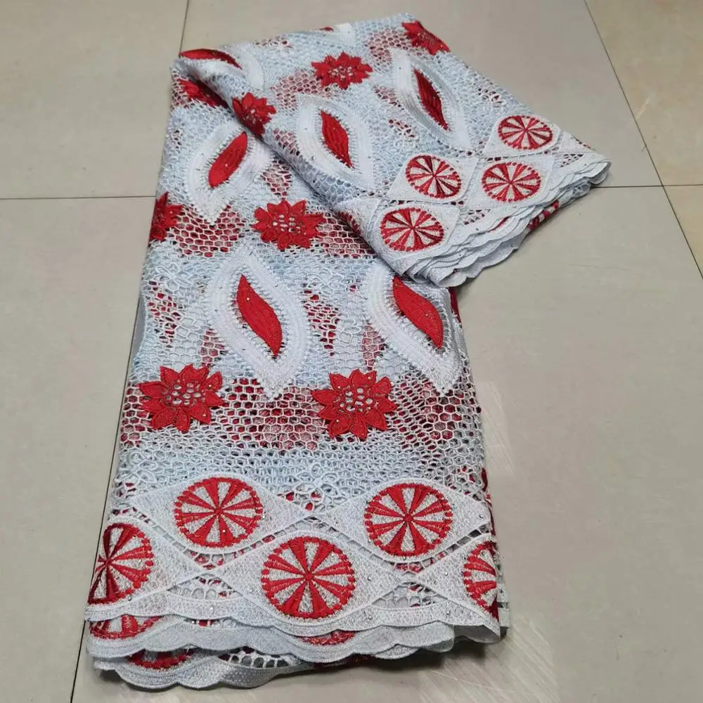 

Nigerian African Lace Fabrics 2020 High Quality Swiss Voile Lace In Switzerland With Stones Eyelet For Party Sewing ! FW118