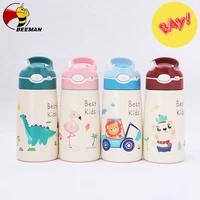400ml thermos mug cup for kids child children baby stainless steel portable cute bouncing lid dinosaur water bottle kids gift