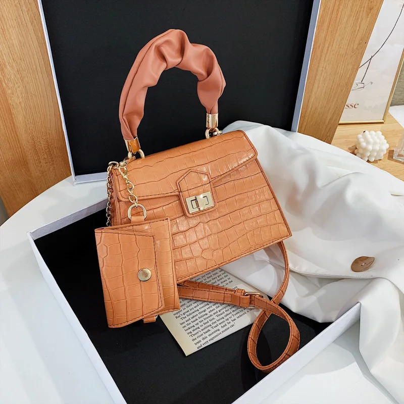

2Pcs/set Stone Pattern Small Pu Leather Crossboby Bags for Women 2021 Elegant Travel Chain Crossboby Shoulder Handbags Purses
