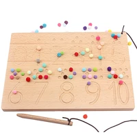 montessori wood numbers shapes board 0 10 digitals with colorful plush ball counting writing board practical toys for children
