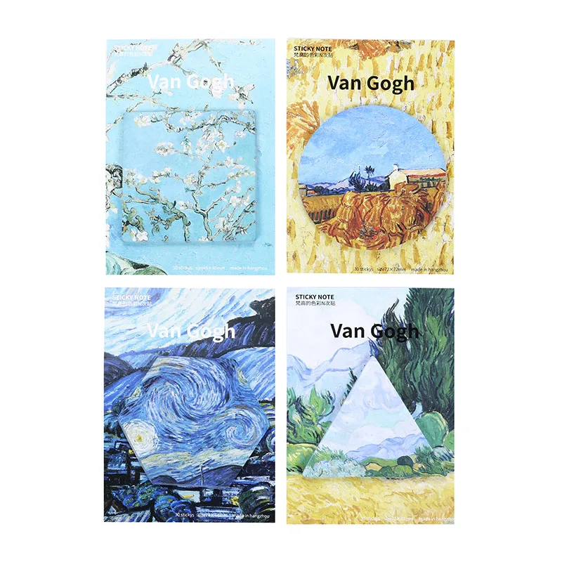 4pcs/lot Van Gogh memo pads Geometry Sticky Note Post It Starry night guestbook stickers Stationery Office School supplies 01927