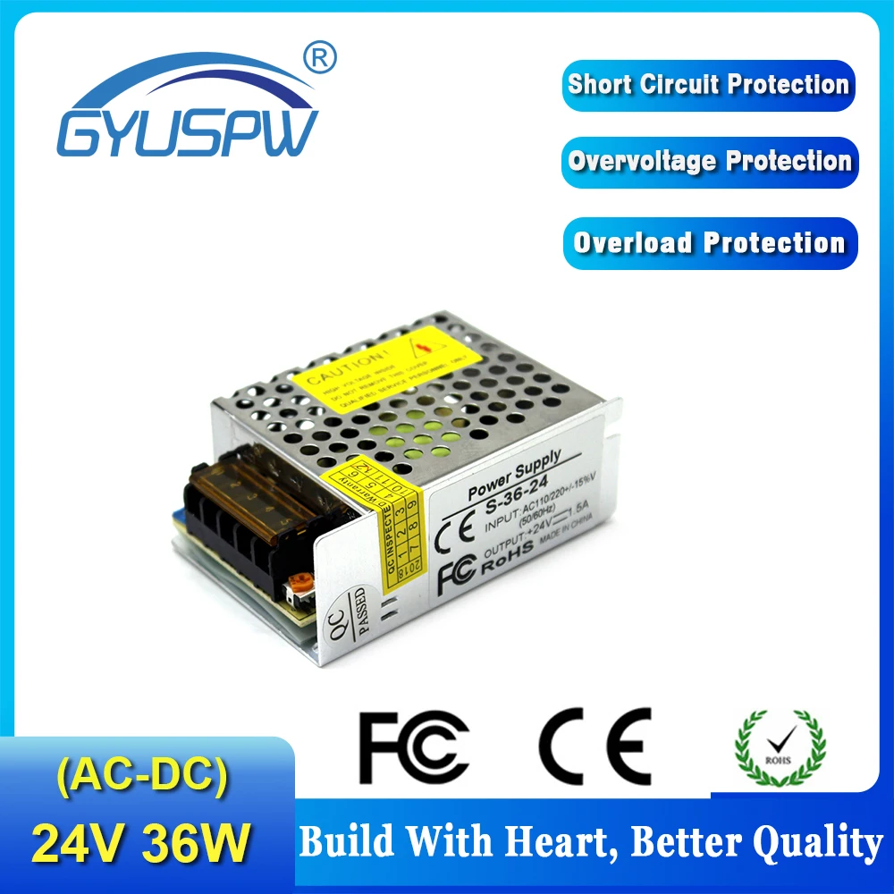 DC24V 1.5A 36 Вт выключатель питания светодиодный трансформатор 100 240 В AC dc 24 для полосы