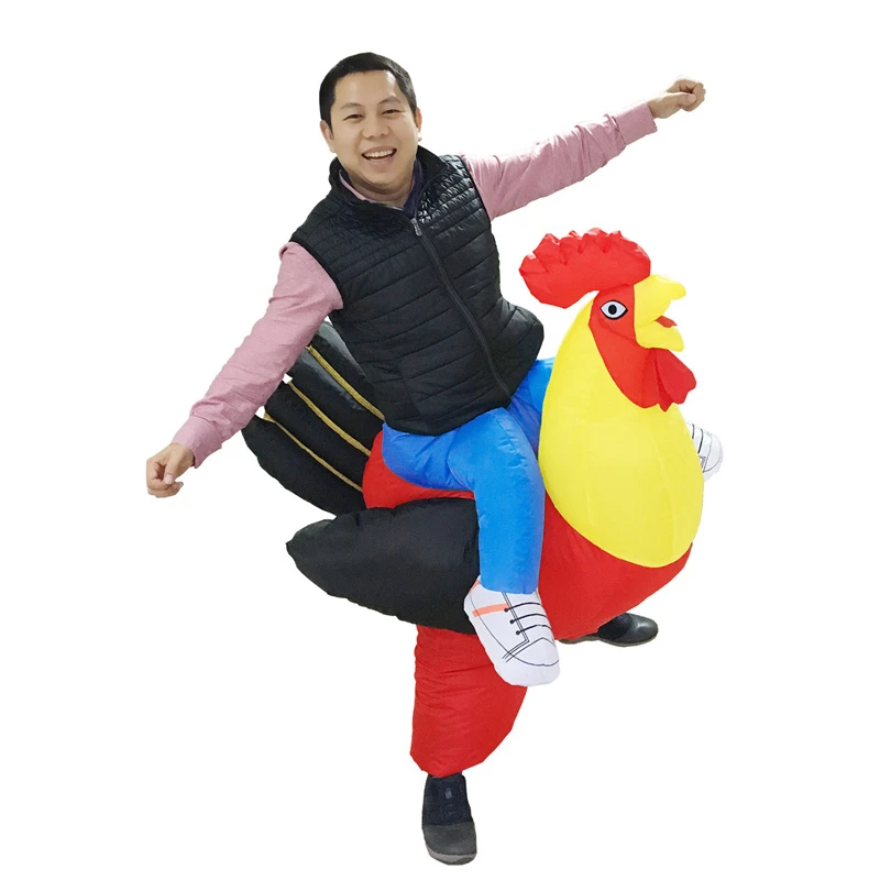 

2019 new Halloween Inflatable Rooster for adult Children Costume Blow Up Suit Party Carnival Fancy Dress for Purim kid Chicken