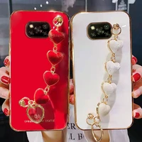electroplated love heart bracelet phone case for xiaomi poco x3 pro nfc mix4 civi mi9t mi9 mi11 mi10 lite cover luxury coque