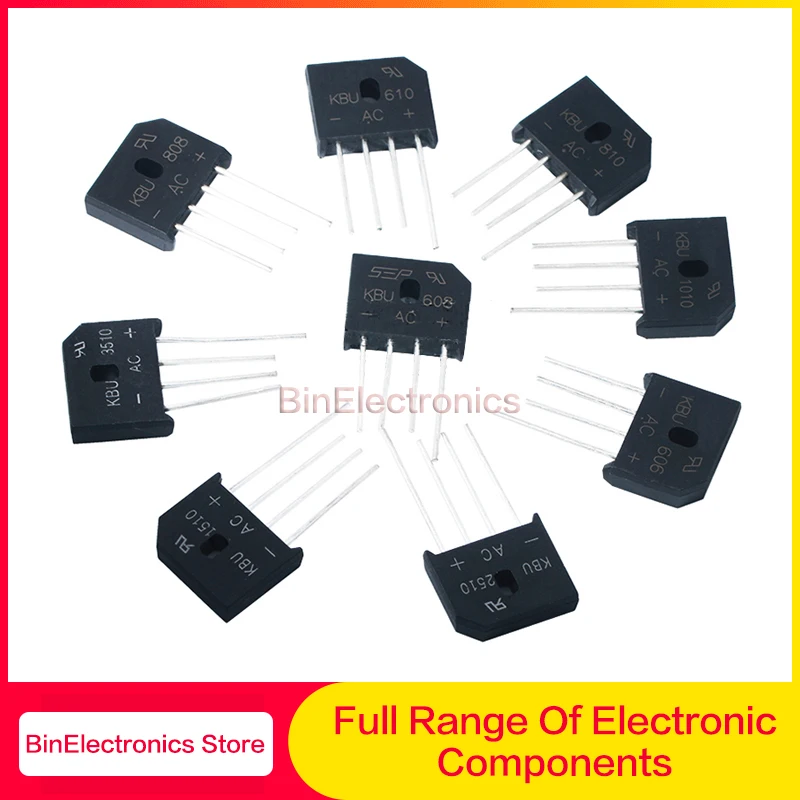 

5PCS KBU606 KBU608 KBU808 KBU810 KBU1010 KBU1510 KBU2510 KBP406 KBP206 KBP210 KBU307 KBU310 KBU410 Diode Bridge Rectifier New IC