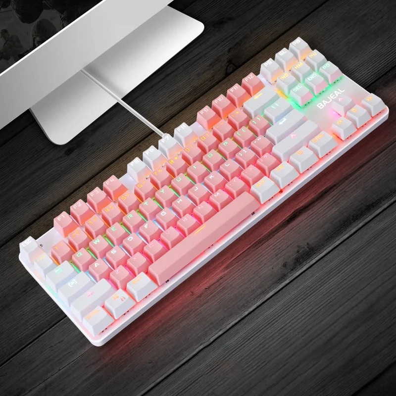 Клавиатура BAJEAL K100 двухцветная игровая Механическая Проводная клавиатура с 87