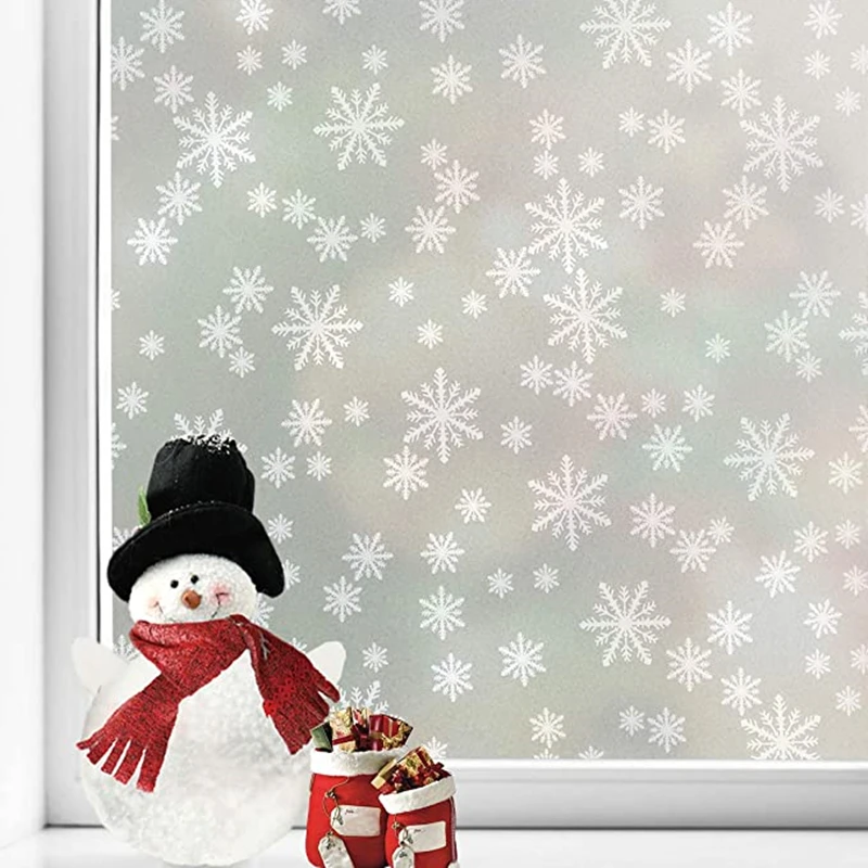 

Christmas Snowflake Frosted Window Film No Glue Static Cling Decorative Grass Film Privacy Window Film for Home Office Meeting