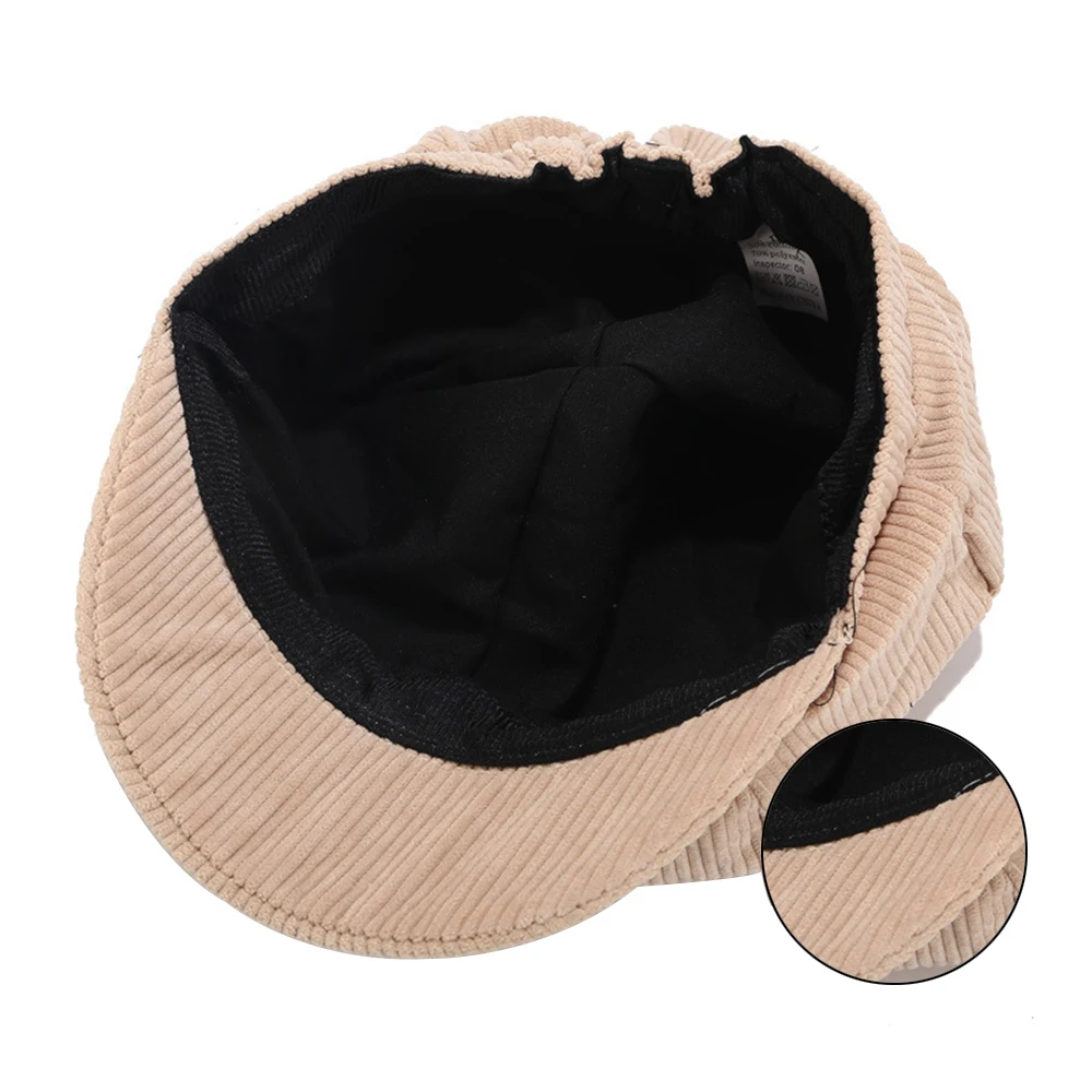 Корейский Vitange восьмиугольная Кепки вельвет с закруглёнными краями и пуговицей