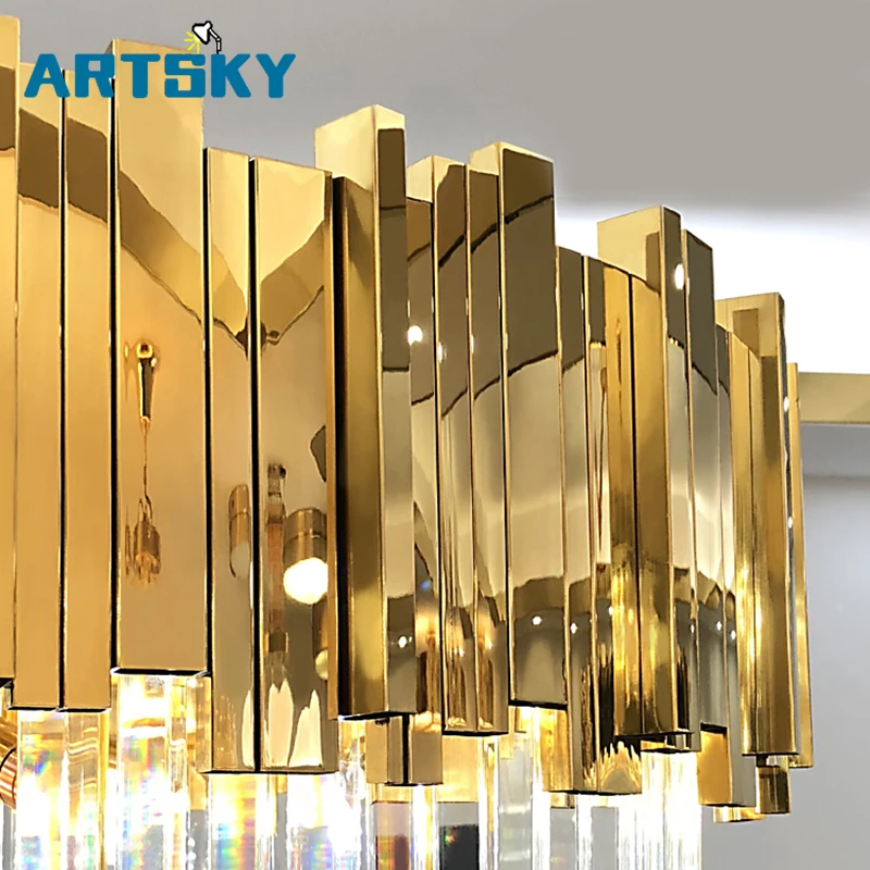 Роскошный современный круглый светодиодный светильник с кристаллами для