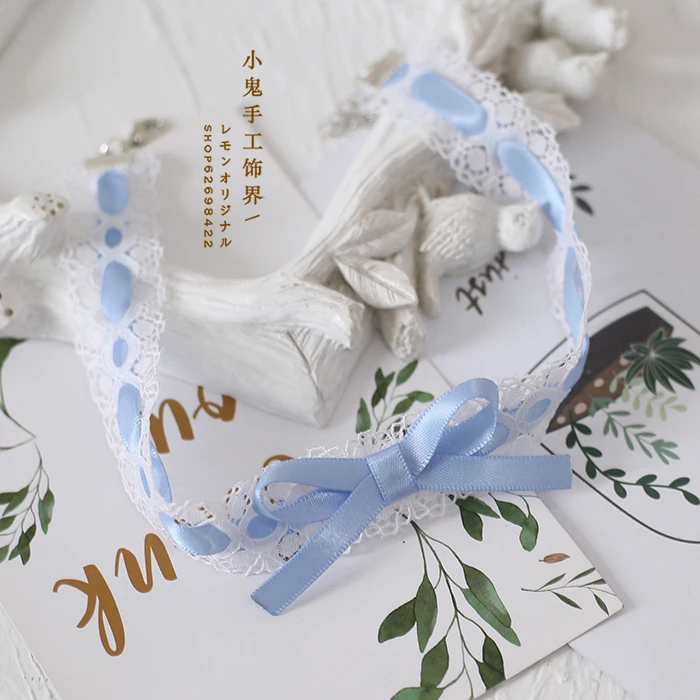 

Women Lolita Alice Daily Wild Girls Student Necklace Lace Cute Bowknot Sweet Necklace Handwork Accessories Cosplay
