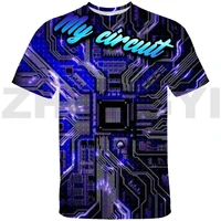 casual circuit board electronic chip 3d print t shirt anime streetwear men clothing harajuku hot circuit board oversized tshirt