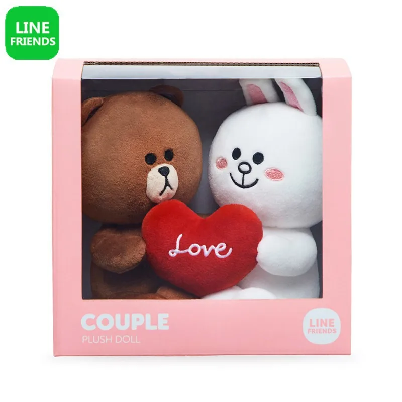 Kawaii Line Friends Brown Bear Plush Toys Stuffed Cony Rabbit Doll Couple Peluche Valentine's Day Gift for Girl | Игрушки и хобби