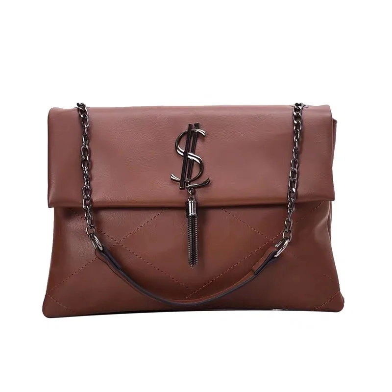 Bolso de hombro cuero 2019 para mujer bolso bandolera con cadena Гранде-де-diseñador marca famosa сумка для носки |