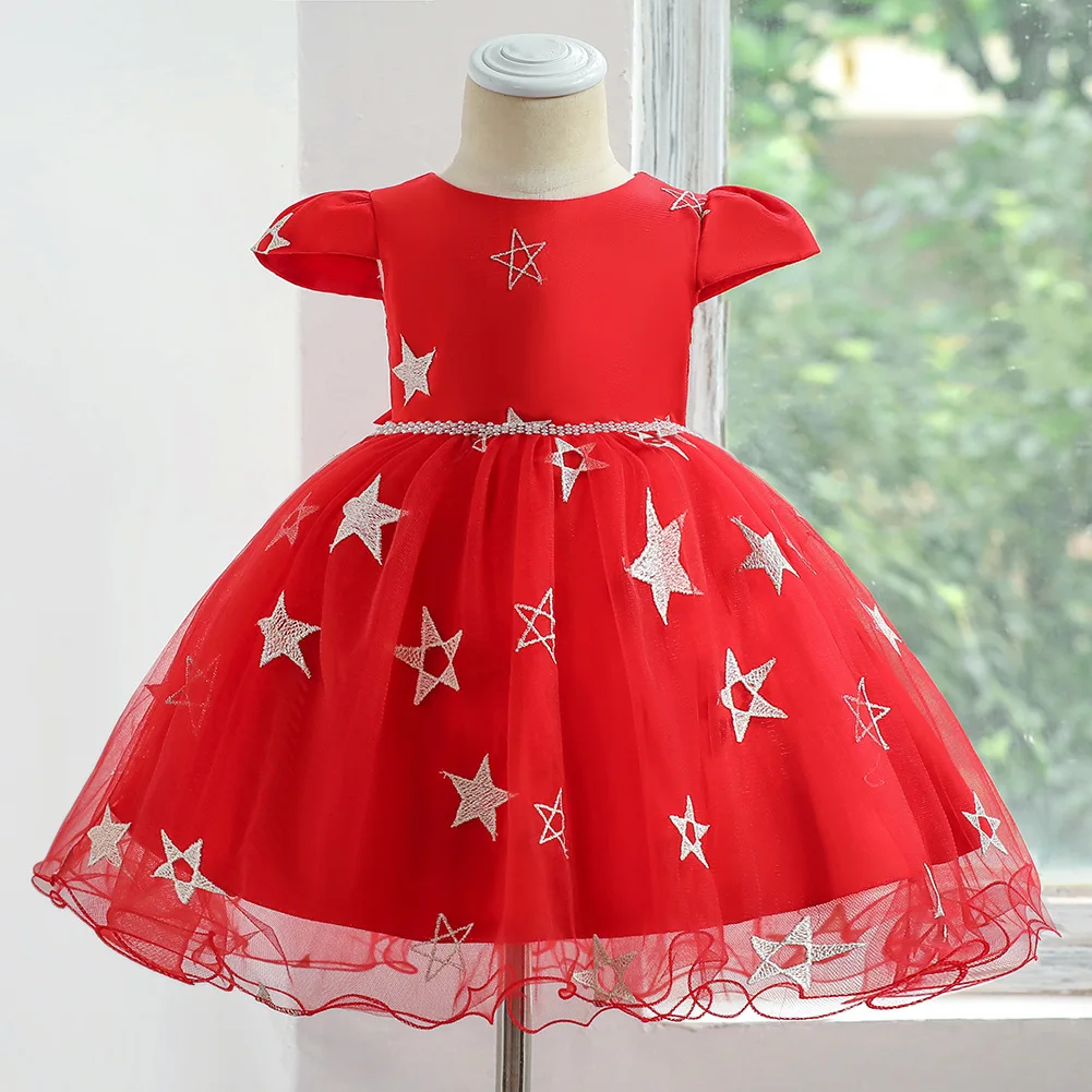 

Новинка 2021, детское платье, детское платье для стирки сто дней, сетчатая юбка для девочек с цветами и звездами, детское рождественское плать...