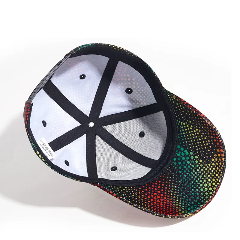 

2021 Spring Fashion Street Hip-hop Dad Hat Multicolor Dot Snapback Baseball Caps Ballroom Disco Hat Hipster Dance Hats Unisex