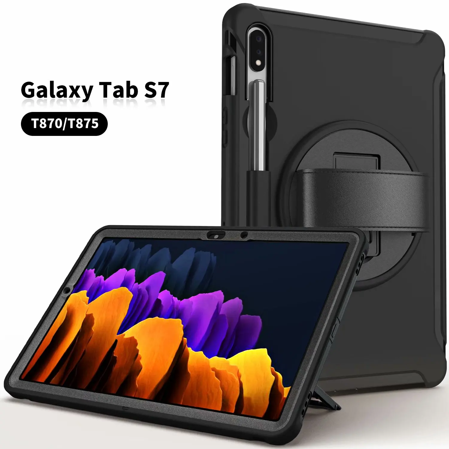 

Heavy Duty Shockproof Hard Rugged Protective Stand Case Cover for Samsung Galaxy Tab S7 11 inch SM-T870/T875/T878 2020