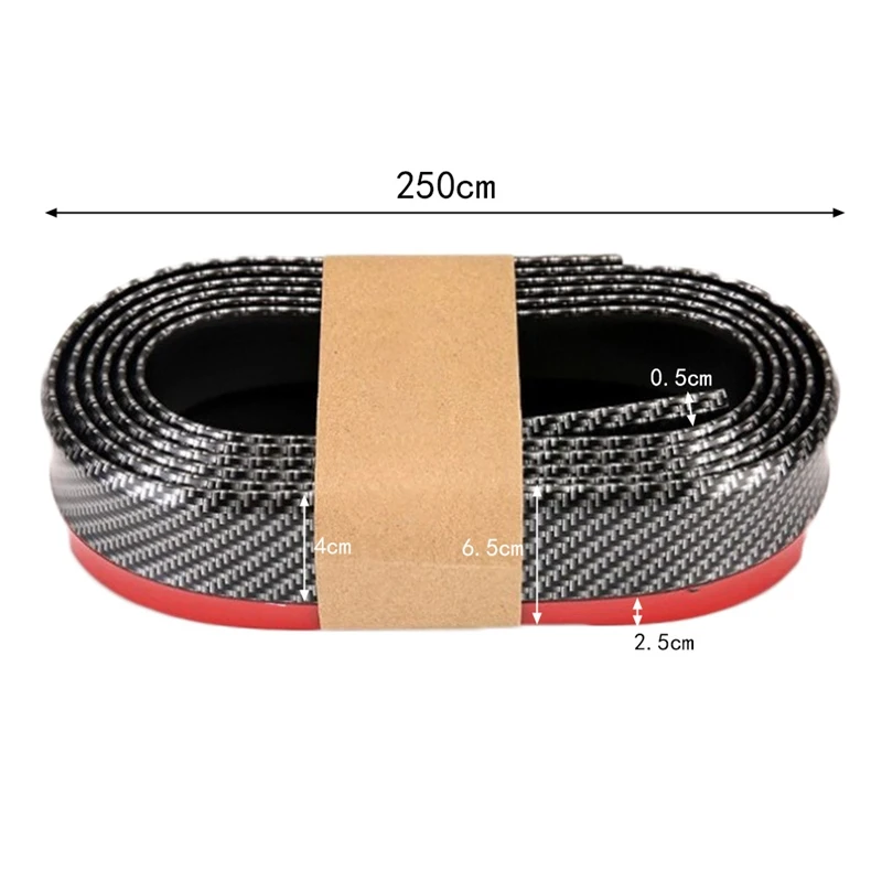 

For Car Front Lip on Bumper Rubber Band For Universal Soft Accessories Carbon Fiber Auto Outside 55mm Width 2.5m length Strip