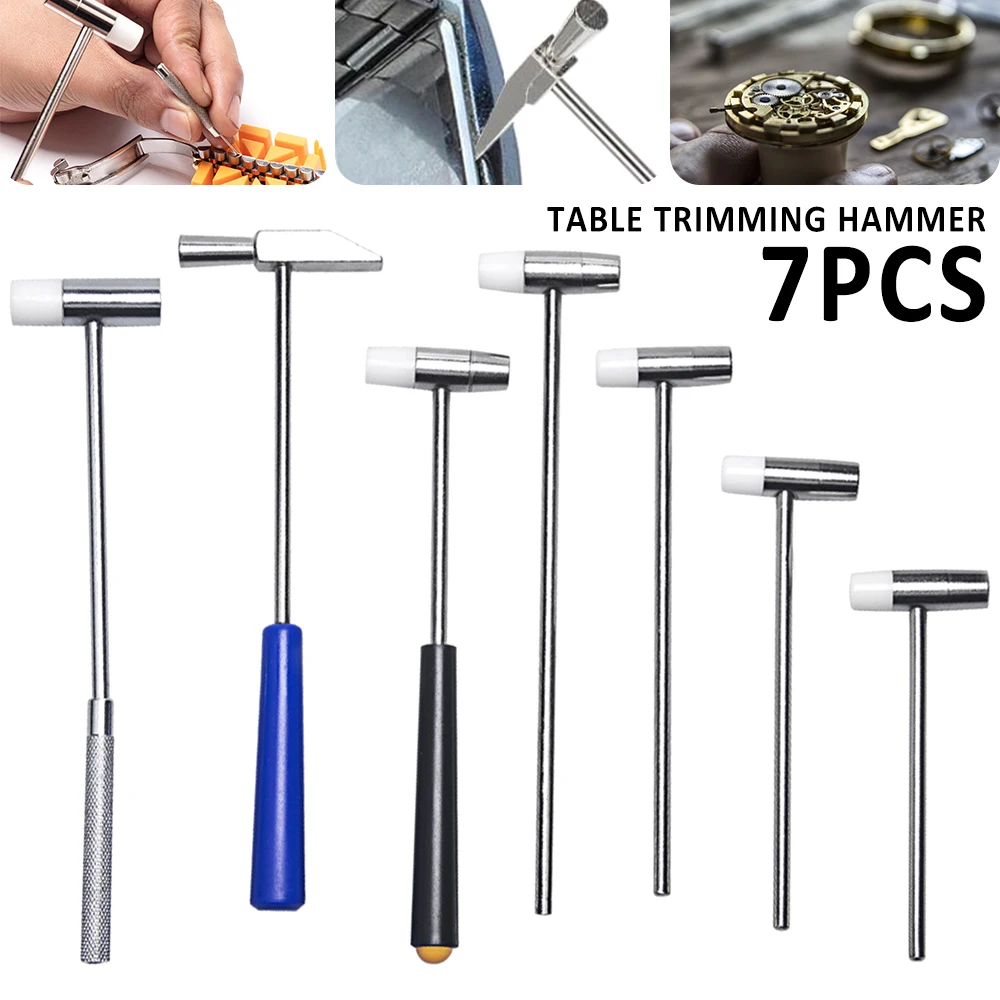 

7 шт. маленький молоток с двойной головкой, молоток с пластиковой и металлической головкой для обслуживания часов и часов, инструменты для н...
