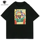 Aolamegs Мужская футболка в стиле ретро с забавными ромашками и цветочным принтом, Мужская футболка с принтом, Повседневная Удобная уличная одежда в стиле Харадзюку в стиле хип-хоп