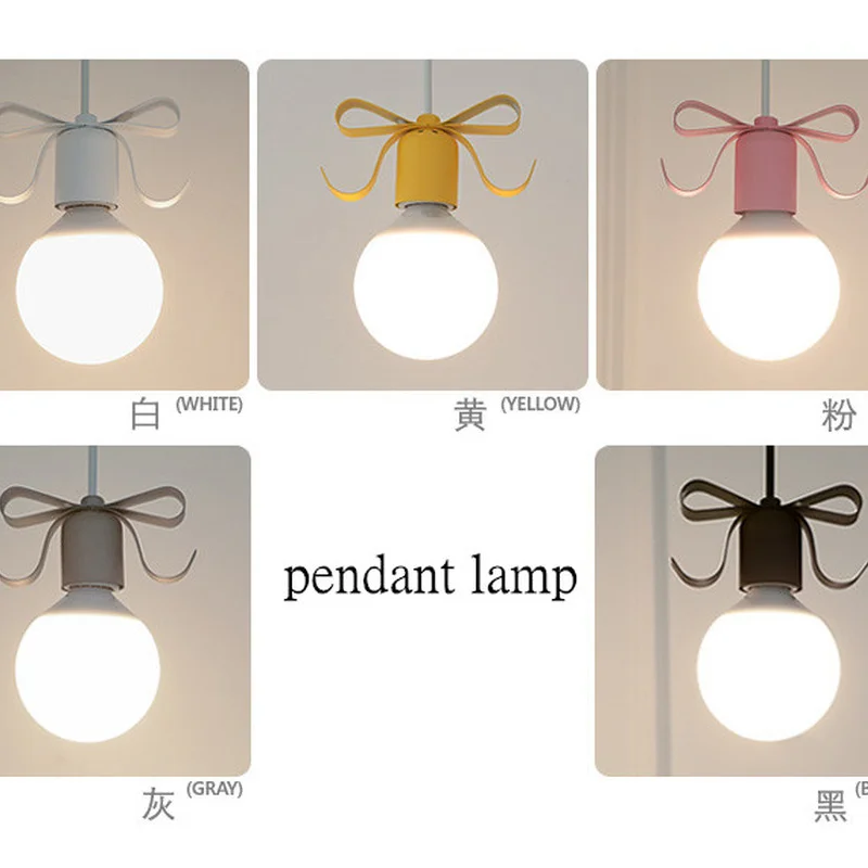 Дизайнерский подвесной светильник с бантом цветная лампа для детской комнаты