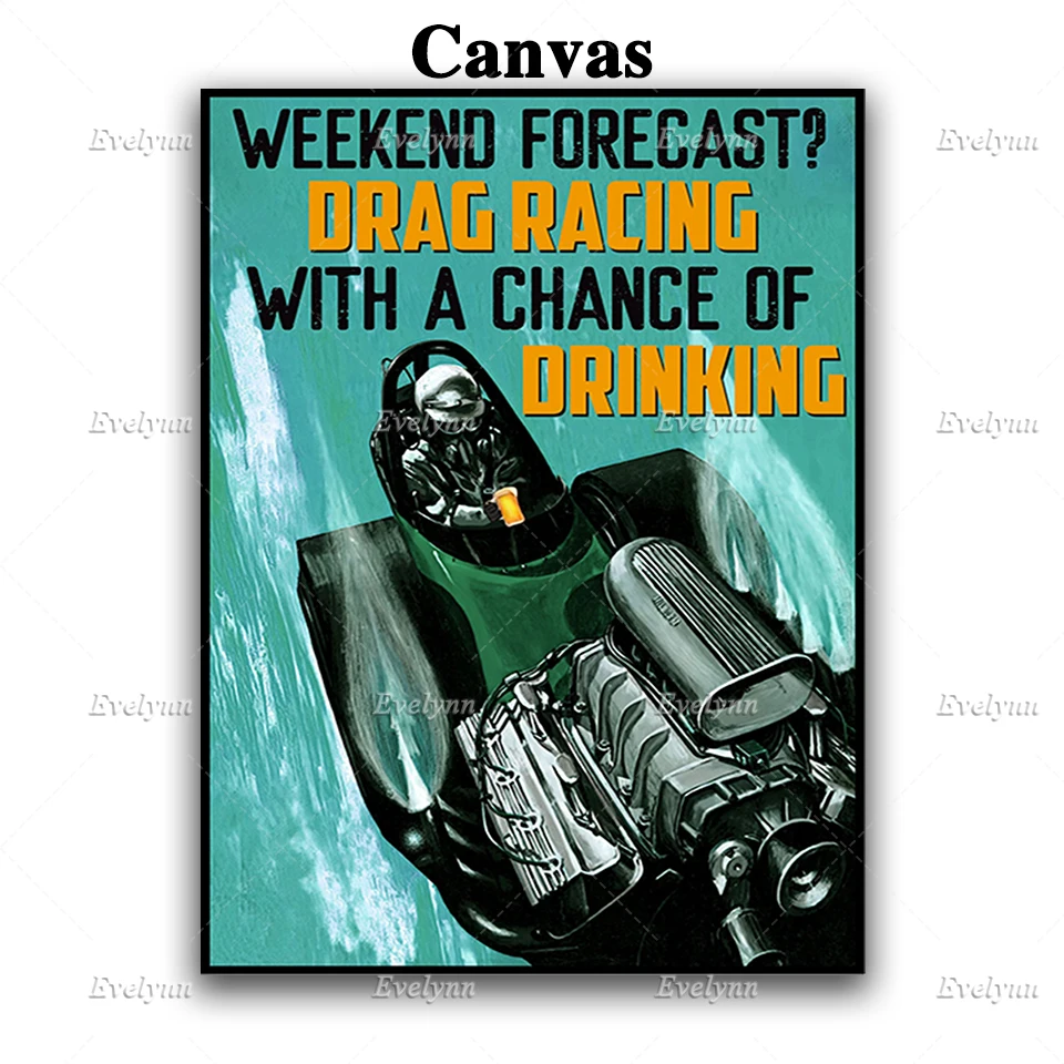 Перетащите гонки и питьевой постер любители пива настенное художественное