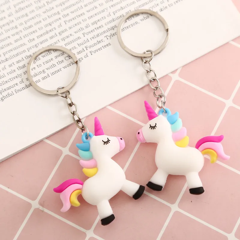 

5pcs/three-dimensional color cute unicorn keychain pendant holiday promotional gifts wholesale