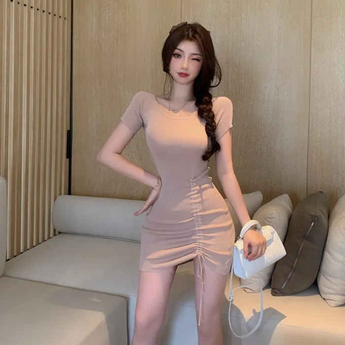 Новинка лета 2020 корейский стиль во французском стиле ретро облегающий трикотаж