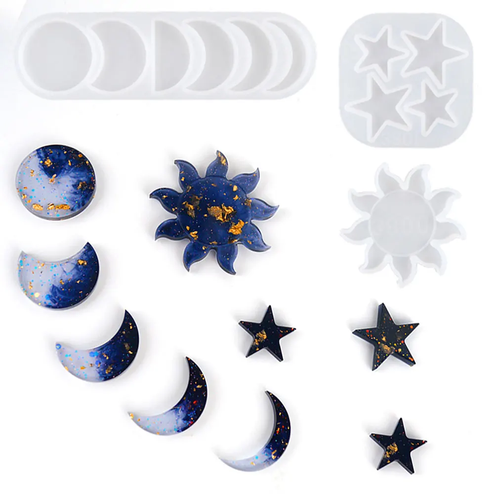Epoxy Resin Craft Mould New Molds Casting Phase Mold Moon Sun Star Pendant Home Decor Crescent Moon Full Moon DIY Making Tools
