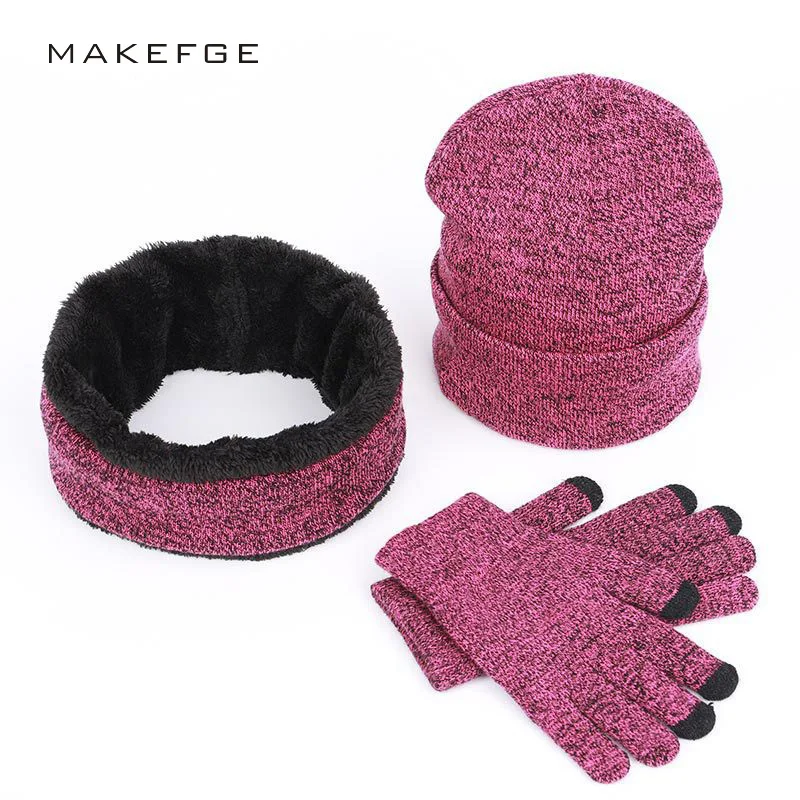 Шапка шарф перчатки три части осень и зима мужчины женщины теплый шерстяной