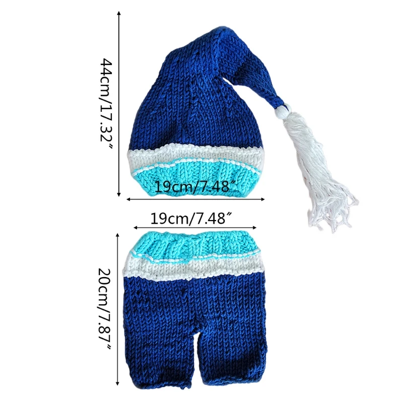 

2Pcs Baby Crochet Knit Hat Pants Set Newborn Photography Props Cap Shorts Kit Infants Photo Shooting Clothing Outfits 0-3 Months