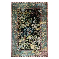 2x3 Foot Small Silk Carpet  All Hand Weave Trel Bird Tapestry Design Pray Rug
