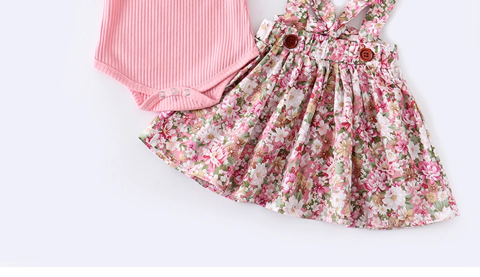 baby dress and set Summer Newborn Infant Baby Girl Clothes Set Cute Pink Floral Dress+Short Sleeve Romper Top+Headband Girls Party Clothing Outfits warm Baby Clothing Set