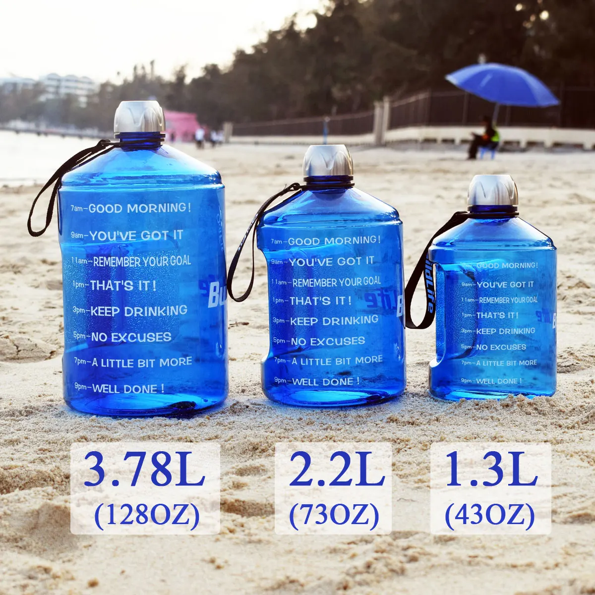 QuiFit 3.78L 2.2L 1.3L Прозрачный большой галлон бутылки для питьевой воды пластик большой емкости для тренажерного зала фитнес-туризма BPA бесплатные виды спорта