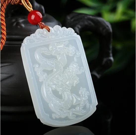 Натуральный белый нефрит летающий дракон кулон жадеит ожерелье Шарм ювелирные