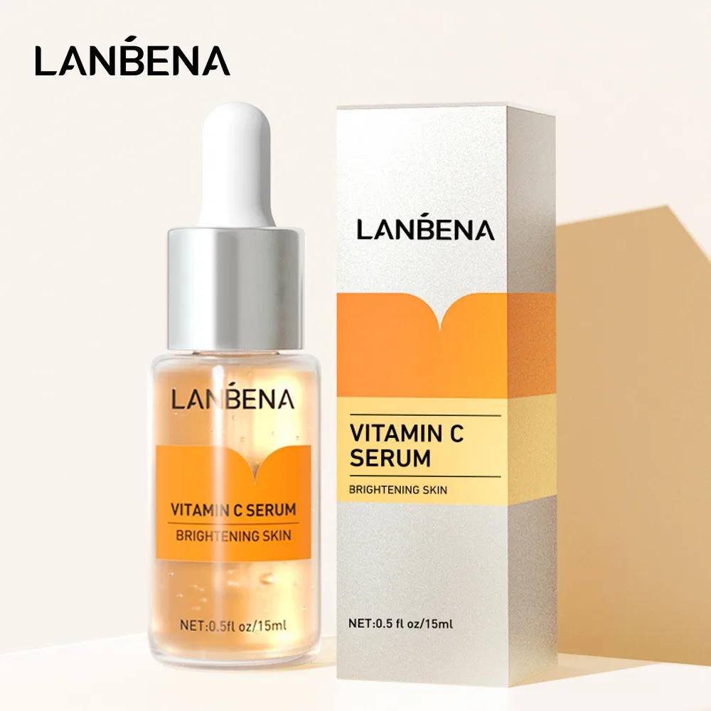 

LANBENA Whitening Vitamin C Serum Lighten Acne Scars Spots Face Brightening Essence Dark Spots Remove Freckle Skin Care 15ML