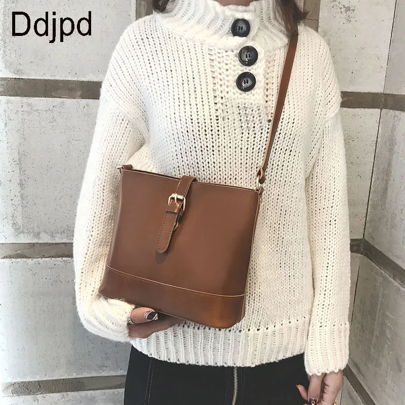 

Luxury brand design ladies bucket bag fashion PU soft leather shoulder bag large capacity messenger bag solid color handbag